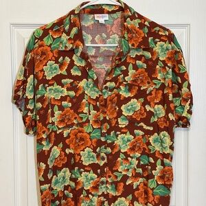 LuLaRoe Vibrant Floral Button-Down Shirt